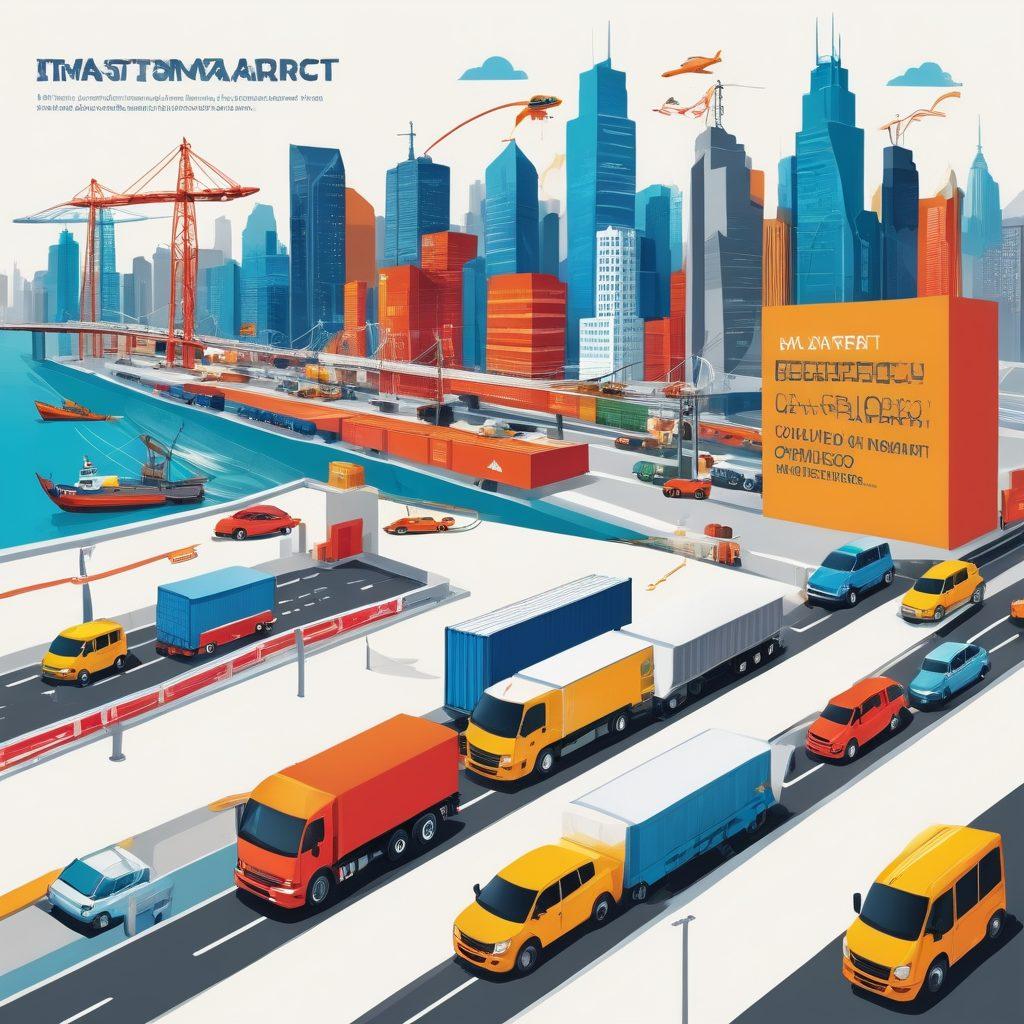 A detailed infographic showcasing various insurance options for cable relocation and transport services. Display a dynamic city skyline in the background with trucks and cables being transported, highlighting safe practices. Include icons representing different insurance types, like liability, cargo, and equipment insurance, all interconnected with arrows. Bright colors and modern typography to convey clarity and professionalism. vector art. vibrant colors. white background.